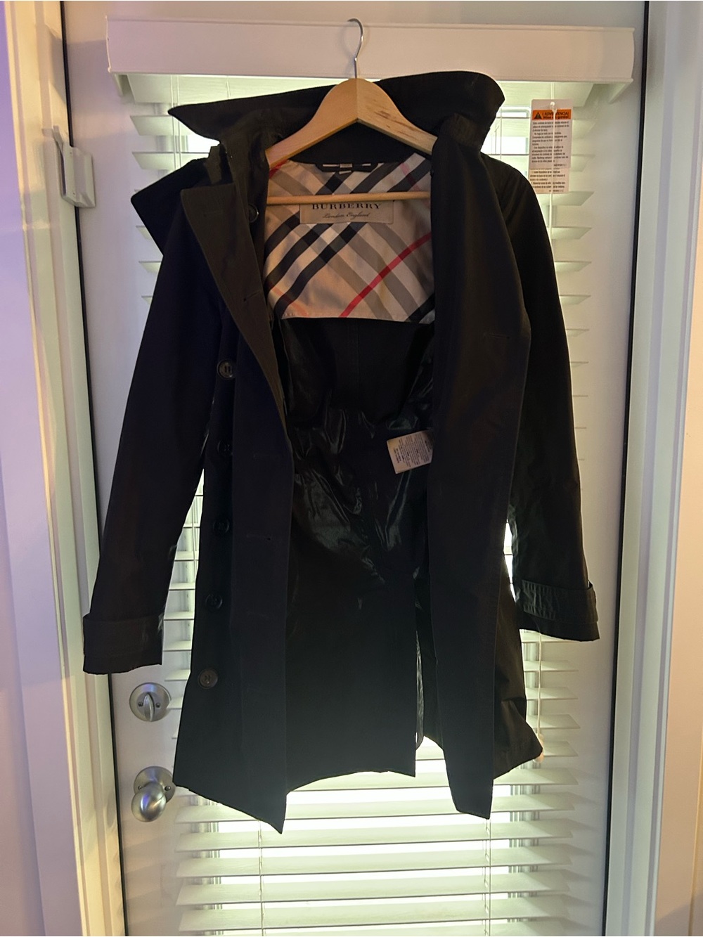 Burberry Black Trench Coat with Signature Check Lining